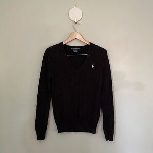 Ralph Lauren sport black cable knit sweater